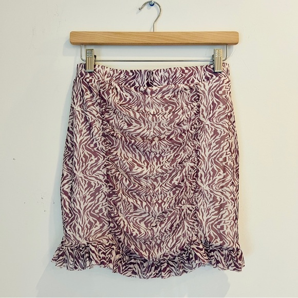 Free People | Romi Mesh Mini Skirt Purple and White Zebra Print - Picture 4 of 8